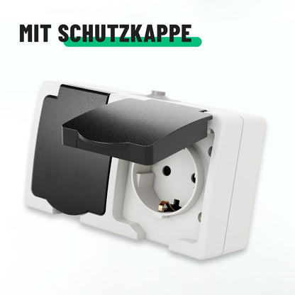 greate 10er Feuchtraum Doppelsteckdose Aufputz IP44