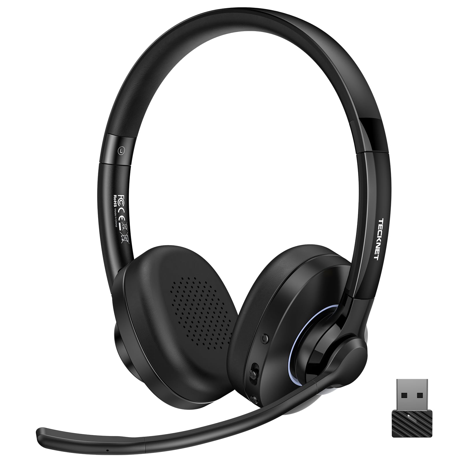 TECKNET V6.0 Bluetooth Headset mit Mikrofon, AI Noise Cancelling