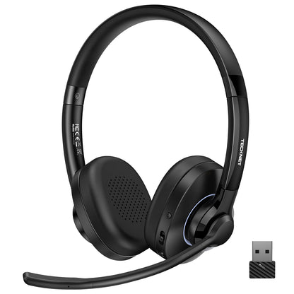 TECKNET V6.0 Bluetooth Headset mit Mikrofon, AI Noise Cancelling