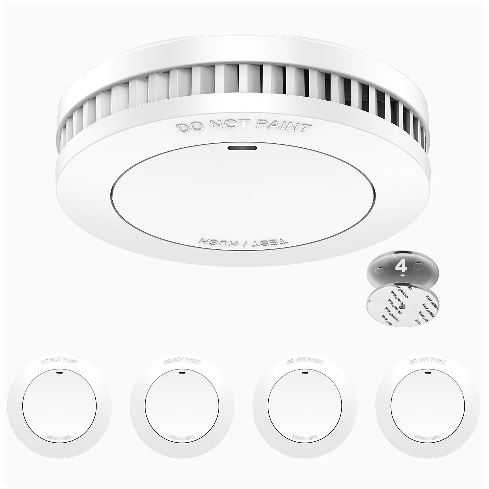 XINDUM SM01 Rauchmelder 4er-Set, 10-Jahres-Batterie, Magnethalter