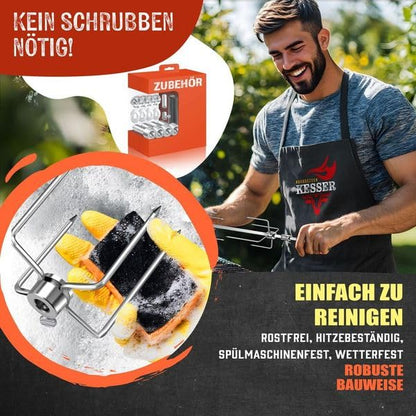 KESSER® elektrischer Edelstahl Grillspieß Set 107cm für Weber Spirit