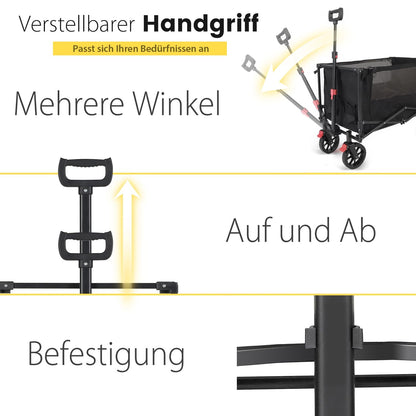 Sekey XXL Bollerwagen Faltbar Geländetauglich – 3011 Schwarz/Grau