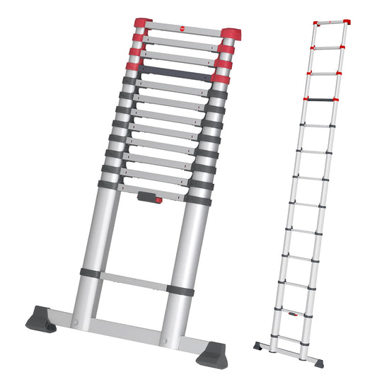 Hailo T80 FlexLine Alu-Sicherheits-Teleskopleiter - 13 Sprossen. Alu-Teleskopleiter mit 13 Sprossen für variable Arbeitshöhen.