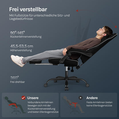 WOLTU Gaming Stuhl Stoff Federunterlage Gamer Sessel - Schwarz GS10sz