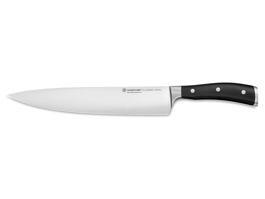 WÜSTHOF Classic Ikon Kochmesser, Klingenlänge 26 cm - Schwarz. Schwarzer Griff, breite Klinge. Zum Schneiden, Zerlegen von Lebensmitteln.