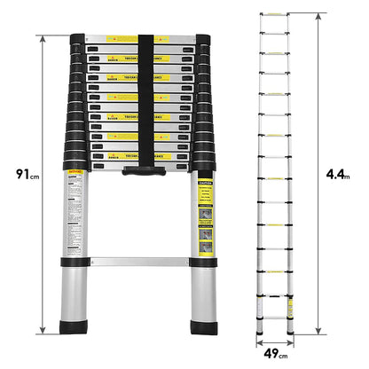 Cecaylie 4,4m Teleskopleiter Aluminium - 150 kg Belastbarkeit