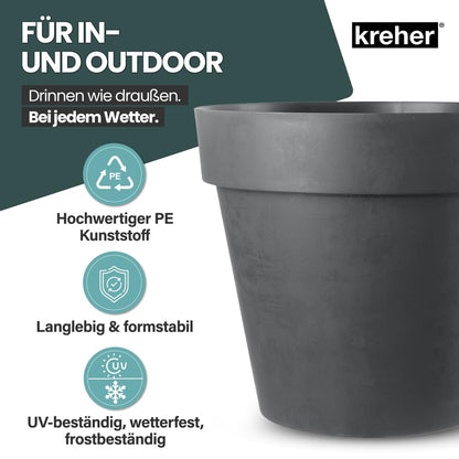 Kreher XL Pflanzkübel rund Ø 58 cm mit Rollen, Anthrazit