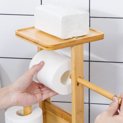 Yorbay WC-Garnitur aus Bambus mit Toilettenpapierhalter und WC-Bürste