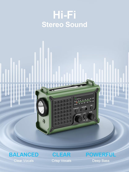 ROCAM CR1030 Kurbelradio, Notfallradio mit Solar und AM/FM-Empfang