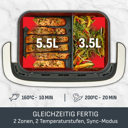 Tefal Dual Easy Fry Flex Heissluftfritteuse 9 L, 2 Kammern, EY9228