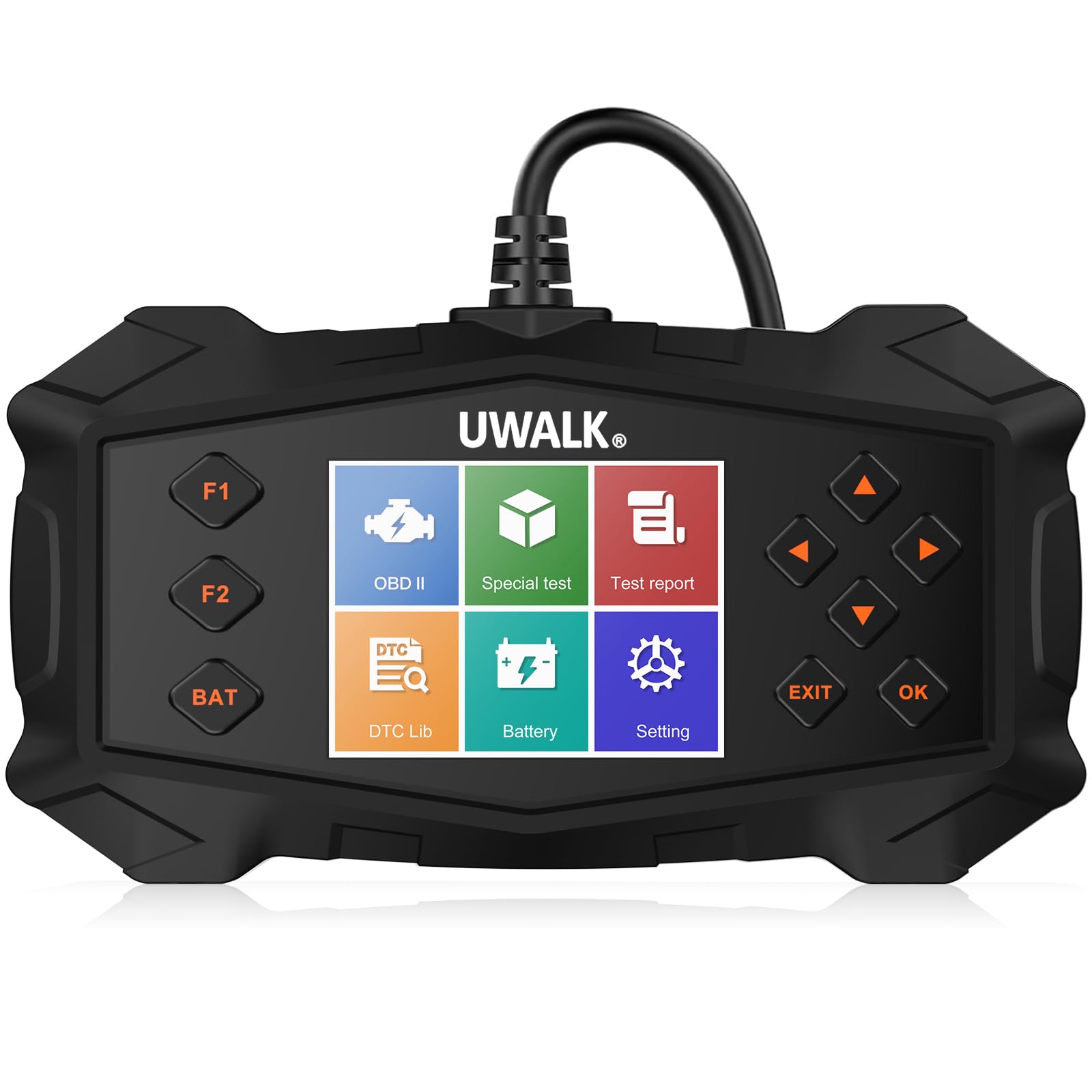 UWALK OBD2 Diagnosegerät EOBD KFZ Auslesegerät mit Farbdisplay, Handgerät mit Bedientasten