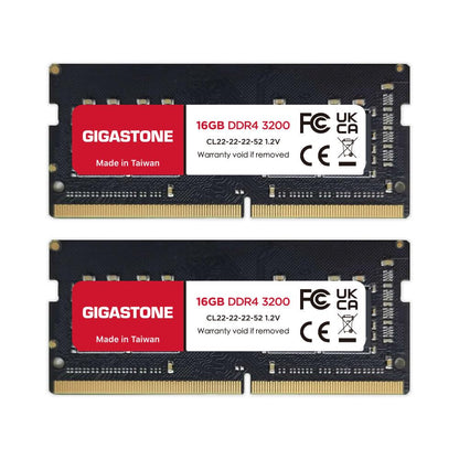 【DDR4 RAM Nur für Laptops】 GIGASTONE 32GB Kit (2x16GB) DDR4 3200MHz (2933/2666MHz) PC4-25600 CL22 1,2V SODIMM 260Pin Nicht-ECC ungepuffert Notebook Speicher-Upgrade