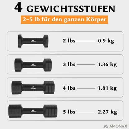 Amonax Kurzhanteln verstellbar, 2er Set Hantelset 2-5 kg, Schwarz