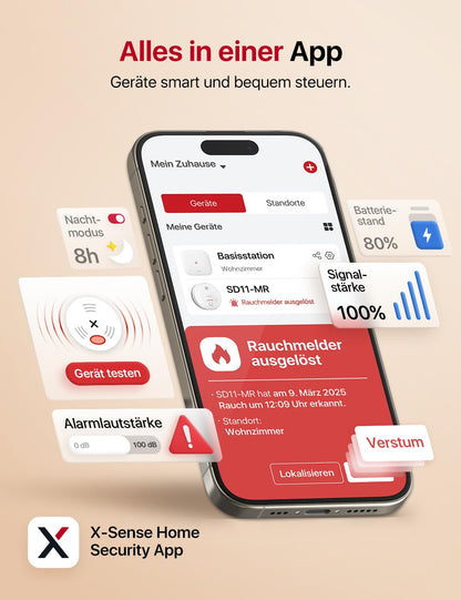 X-Sense Smart-Rauchmelder WLAN SD11-MR31 mit Basisstation, 3er-Set