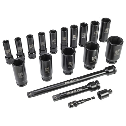 HASKYY Kraft Schlagschrauber Nüsse Satz 19-tlg. 1/2" 10-32mm