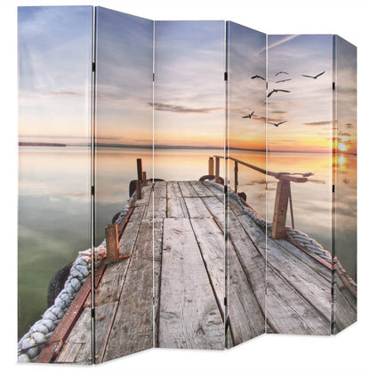 vidaXL Raumteiler klappbar Paravent – See mit Steg 228x170cm