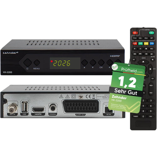 Zehnder HX 2200 Sat-Receiver mit Aufnahmefunktion und Full HD inklusive Fernbedienung