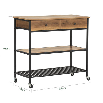 SoBuy FKW112-PF Küchenwagen Industrie-Design, Rollen & Schubladen
