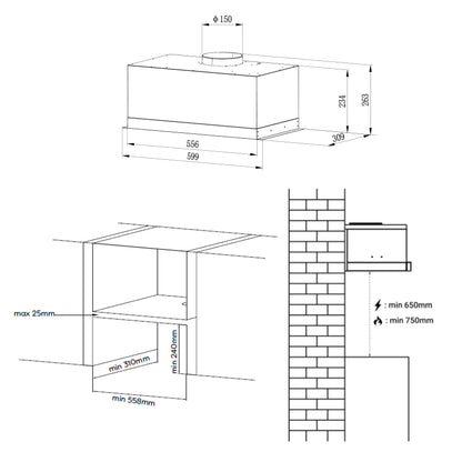 CIARRA CBCS6926A A+++ Einbau Dunstabzugshaube 60cm 650m³/h