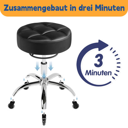 OUTMASTER Rollhocker höhenverstellbar, Drehhocker bis 180 kg, schwarz