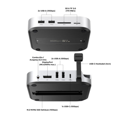 UGREEN Mac mini M4 Dock - DP 4K@240Hz, SSD & Dual-Monitor