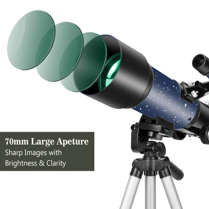 Einsteiger 70mm 400mm AZ Refraktor Reiseteleskop – Blau