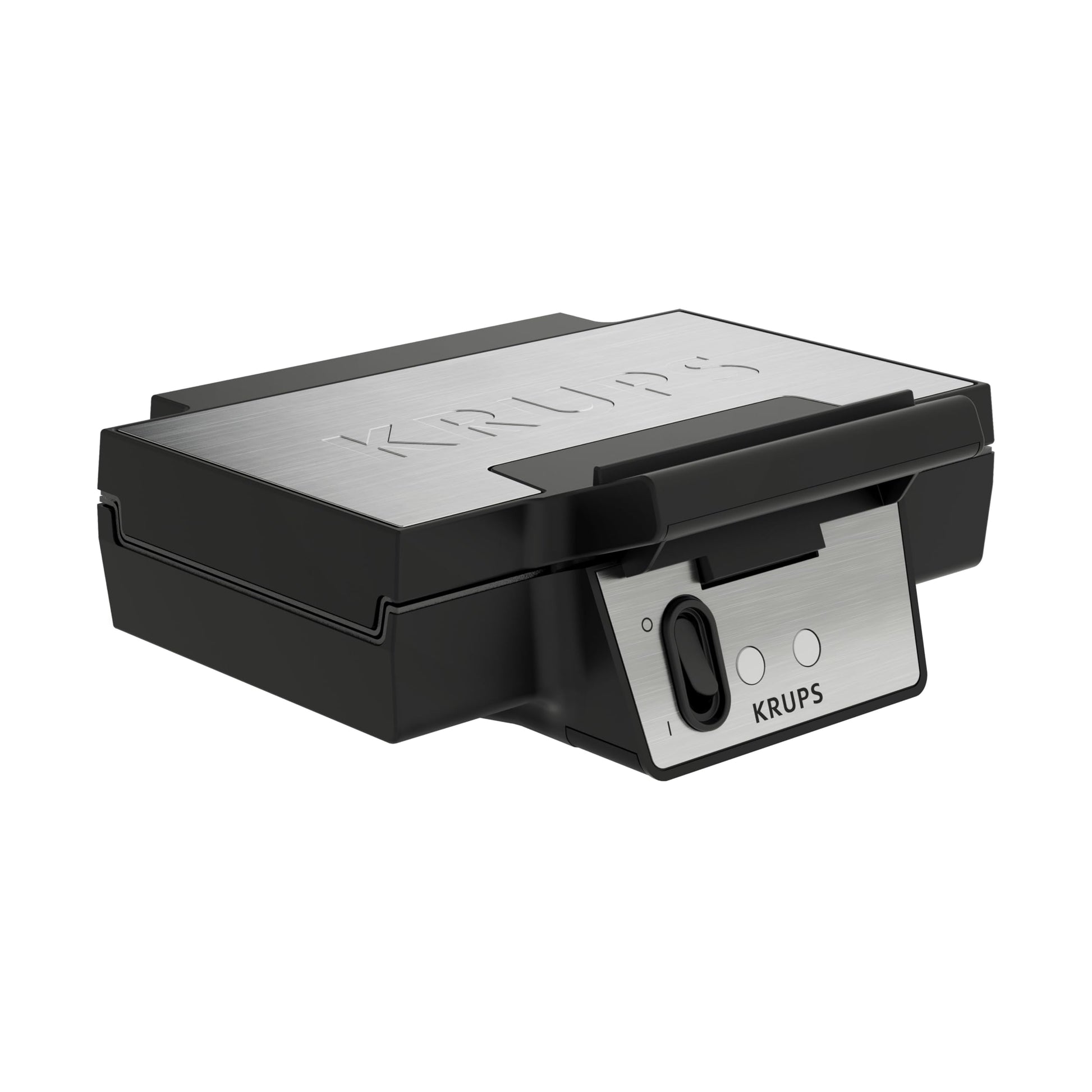 Krups FDK Iconic Waffeleisen - Schwarz/Edelstahl FDK261. Rechteckiges Gerät in Schwarz und Edelstahl. Backt zwei knusprige belgische Waffeln gleichzeitig.