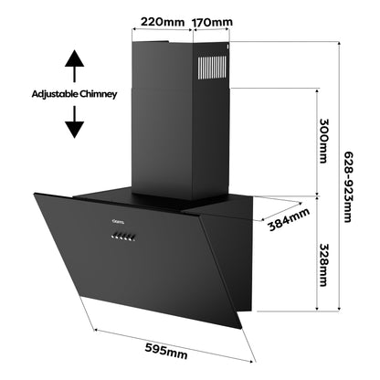 CIARRA CBCB6762A Dunstabzugshaube Kopffrei 60cm Umluft Schwarz