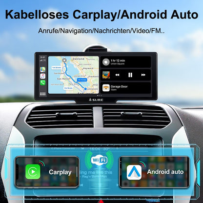 ACAVICA 9,26 Zoll Auto Display – Drahtlos CarPlay & Android Auto