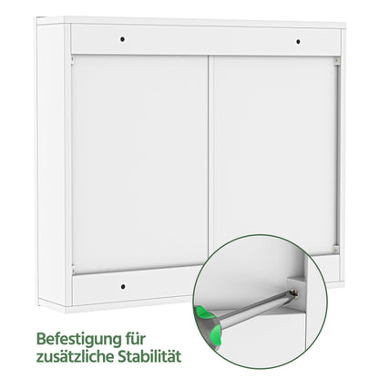 Yaheetech Spiegelschrank Badezimmer 3 Spiegeltüren Weiss 70.5x60.5 cm