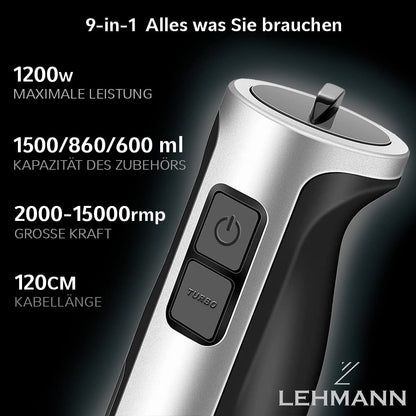Lehmann Chopsui Stabmixer Set 1200 W mit Turbofunktion