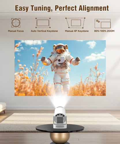 Alwtniet Mini Projektor Tragbarer Beamer - 4K Wi-Fi 6 Android 11
