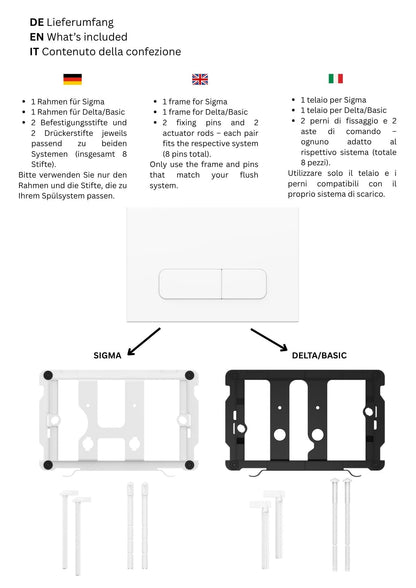 Wunderbad Drückerplatte 2-Mengen für Geberit Sigma/Delta - Weiss Matt