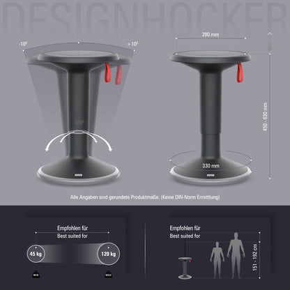 Interstuhl UPis1 Ergonomischer Designhocker - Schwarz