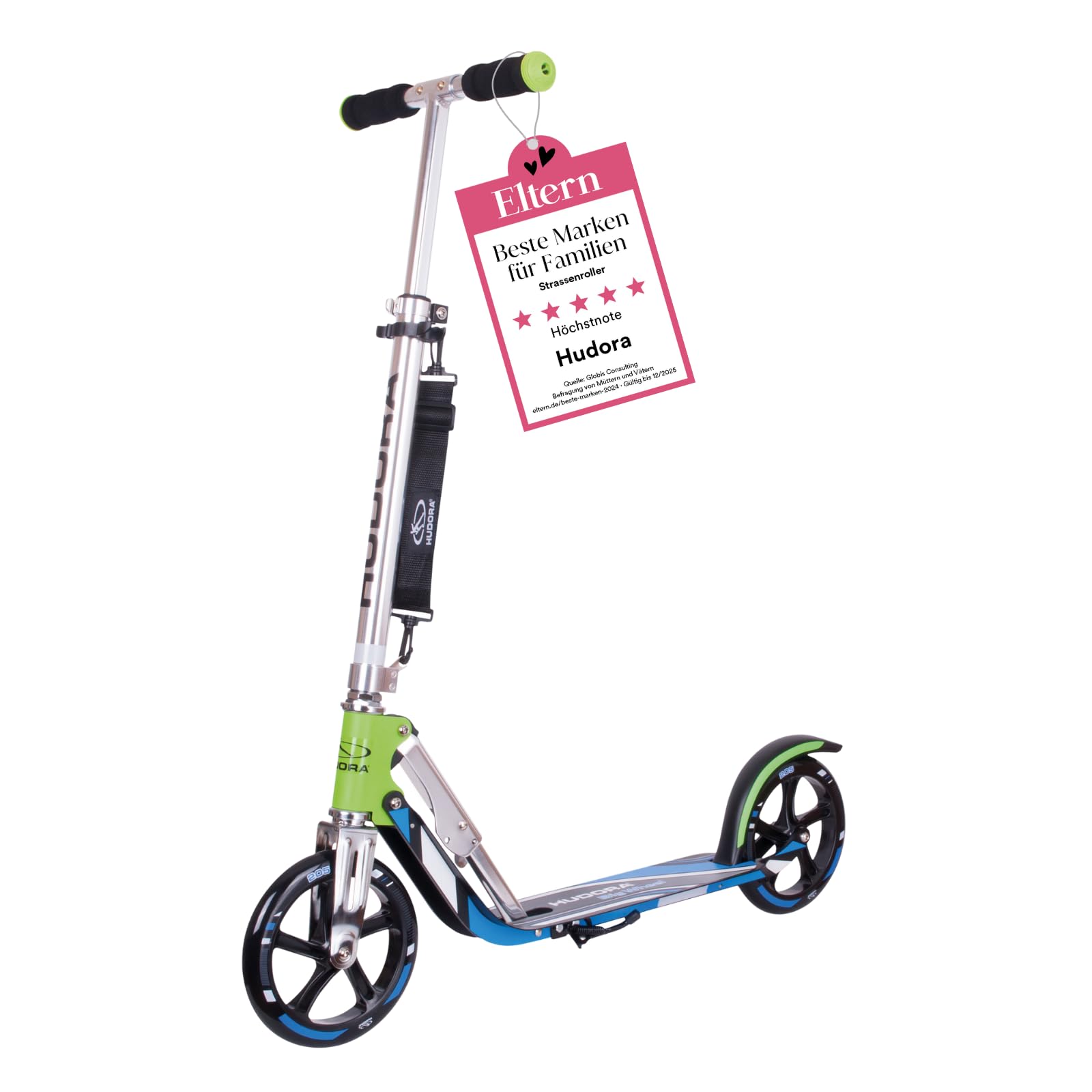 HUDORA BigWheel 205 Scooter - Cityroller. Silberner Tretroller mit zwei Rädern. Ermöglicht schnelles Vorwärtskommen und eignet sich ideal für den urbanen Kurzstreckenverkehr.
