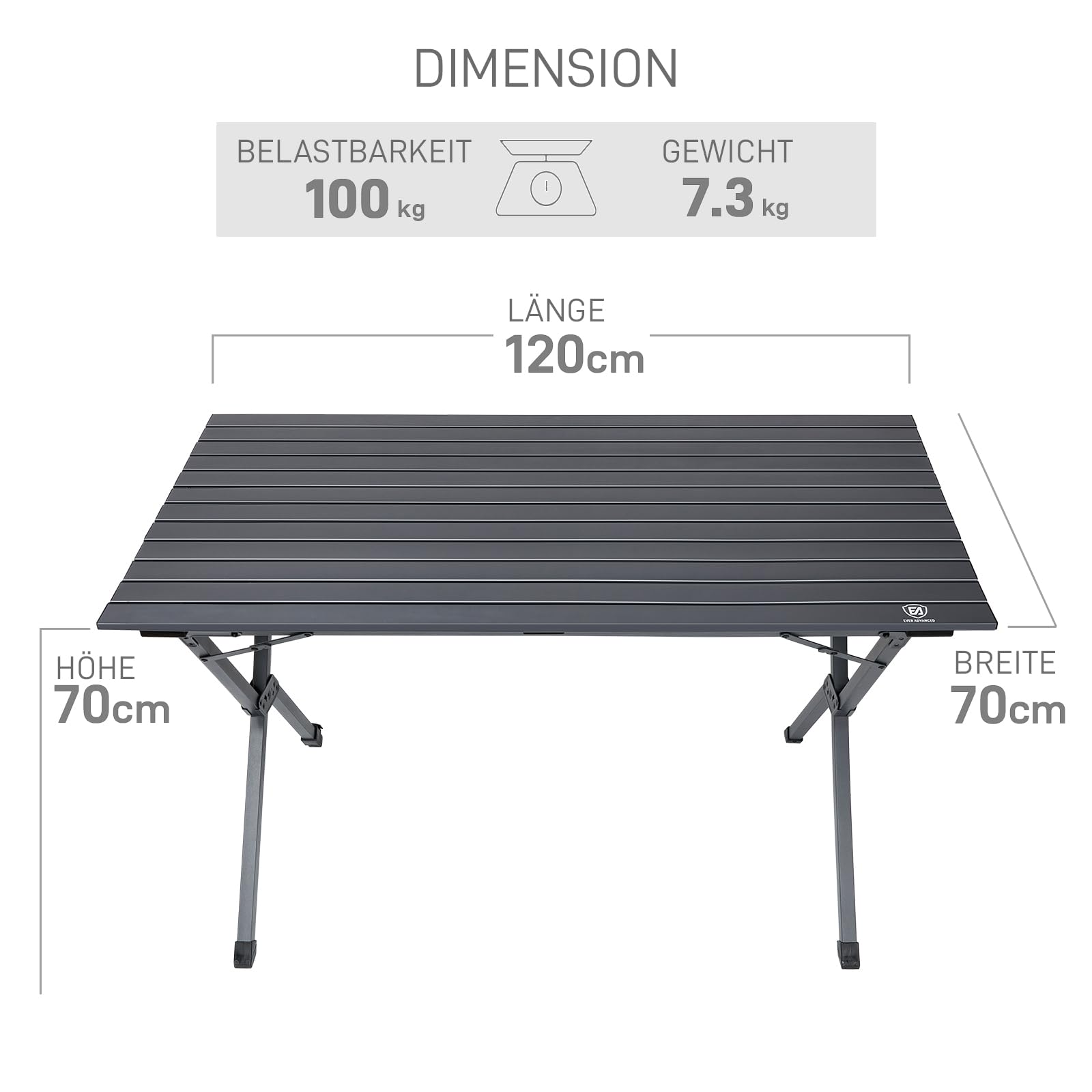 Klappbarer Campingtisch Aluminium – 4-6 Pers. & höhenverstellbar –