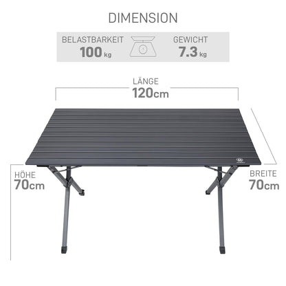 EVER ADVANCED Campingtisch Alu Klappbar - 120x70cm Dunkelgrau