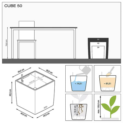 LECHUZA CUBE Premium 50 Pflanzgefäss - anthrazit metallic