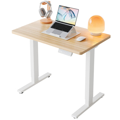 HUANUO Elektrischer Schreibtisch, höhenverstellbar, 80 x 48 cm mit zweiteiliger Tischplatte und Stahlgestell