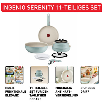 Tefal Ingenio Serenity Kochgeschirr-Set 11-teilig Eucalyptus