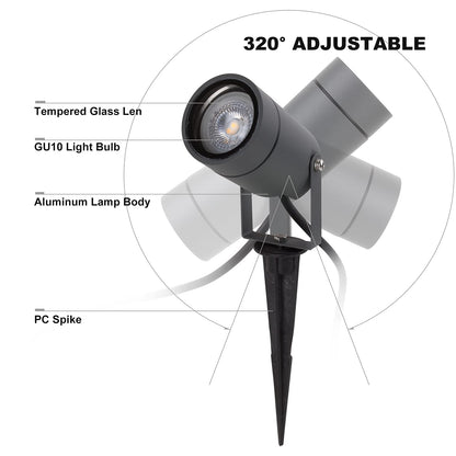 DAWALIGHT Erdspiess Gartenstrahler GU10 LED - 4er Set Warmweiss