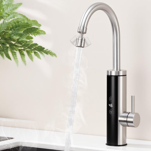 HOMELODY Elektrischer Durchlauferhitzer Küchenarmatur – 230V Edelstahl. U-förmige Edelstahl-Armatur heizt Wasser sofort für die Spüle.