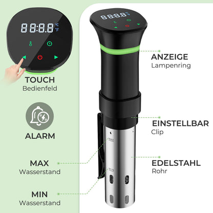 ProCook Sous Vide Stick - 1000W LCD Touch, Timer, bis 20L