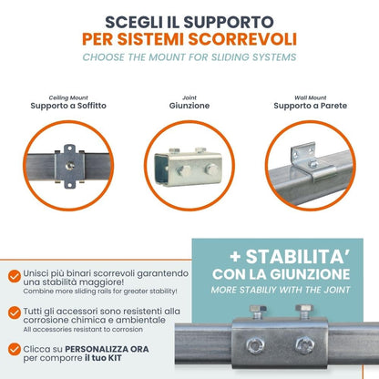 TENDAGGIMANIA Schiebetür Komplettset Eisen verzinkt - 300 cm