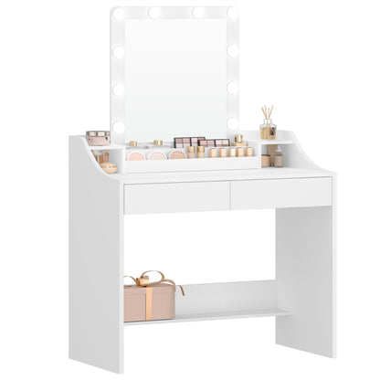 Hzuaneri Schminktisch DT39503X mit LED-Beleuchtung und Spiegel, Weiss