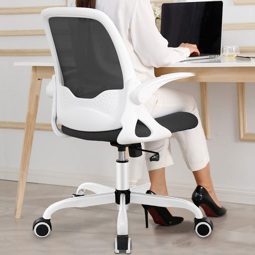 KERDOM Bürostuhl 933C Ergonomisch Mesh klappbare Armlehnen - Weiss. Ergonomischer Bürostuhl für komfortables, langes Sitzen im Büro.