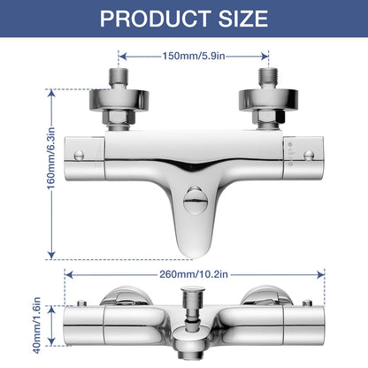 Premium Thermostat Badewannenarmatur Aufputz - Chrom