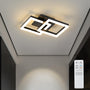 ANTENLICHT LED Deckenleuchte 20W dimmbar mit Fernbedienung, schwarz, geometrisches Design aus überlappenden Quadratrahmen