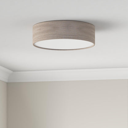 REV LED Deckenleuchte rund 40 cm mit Stoffschirm in Taupe, 2x E27