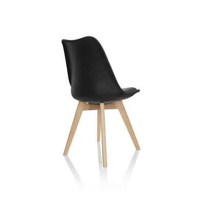 hjh OFFICE Scandi Esszimmerstühle Schwarz – 4er Set Buche Beine